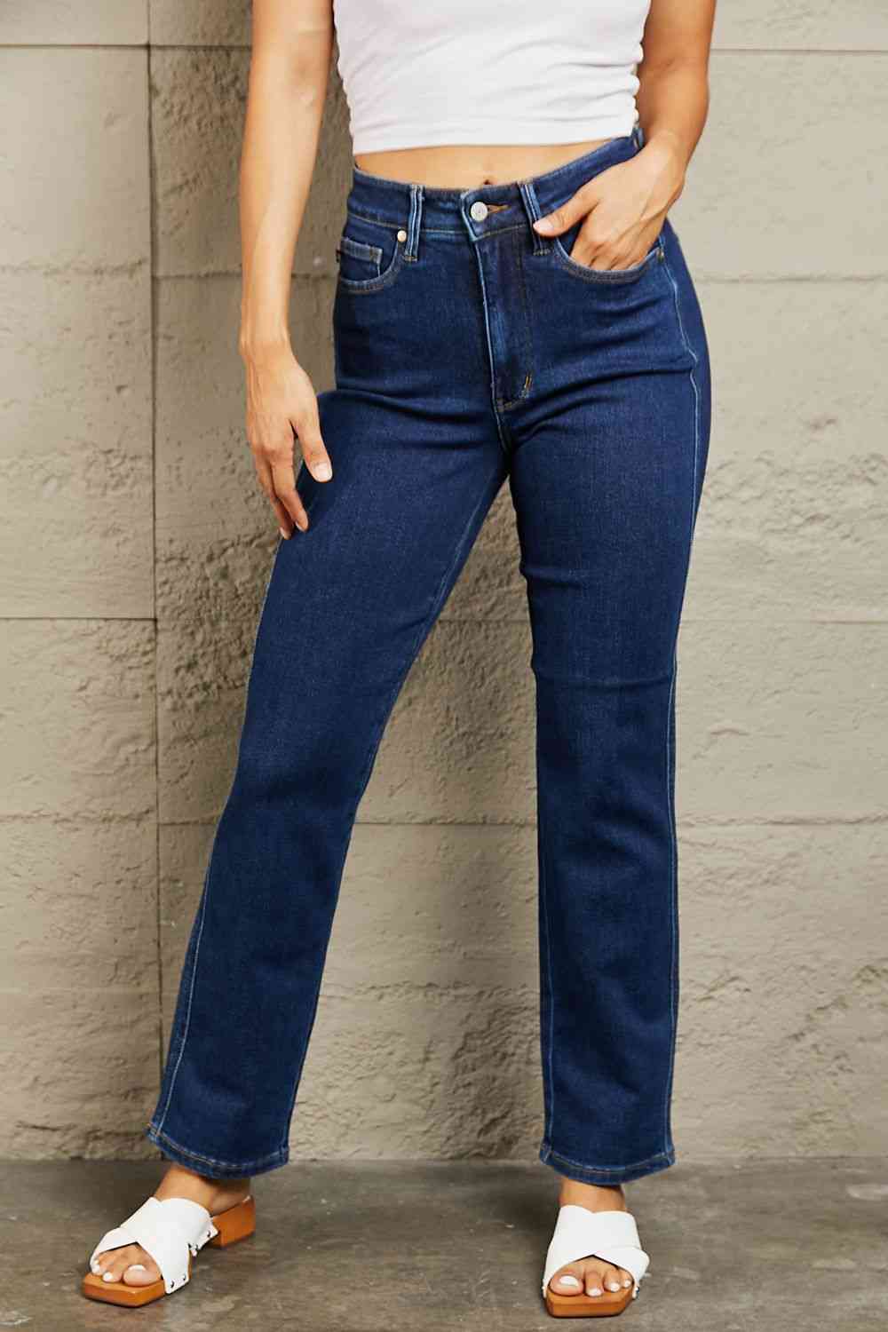 Judy Blue Kailee Full Size Tummy Control High Waisted Straight Jeans