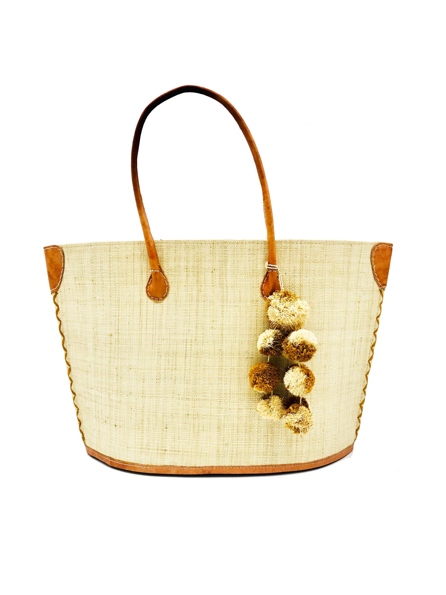 Shebobo - Melanga Straw Tote Bag with Waterfall Pompoms