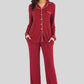 Collared Neck Long Sleeve Loungewear Set with Pockets