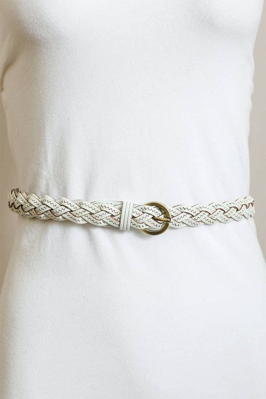 Leto Accessories - Leather Braided Skinny Belt