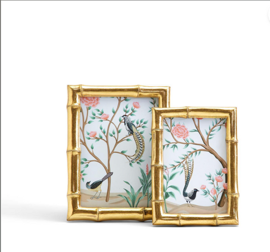 s/2 gold faux bamboo photo frames