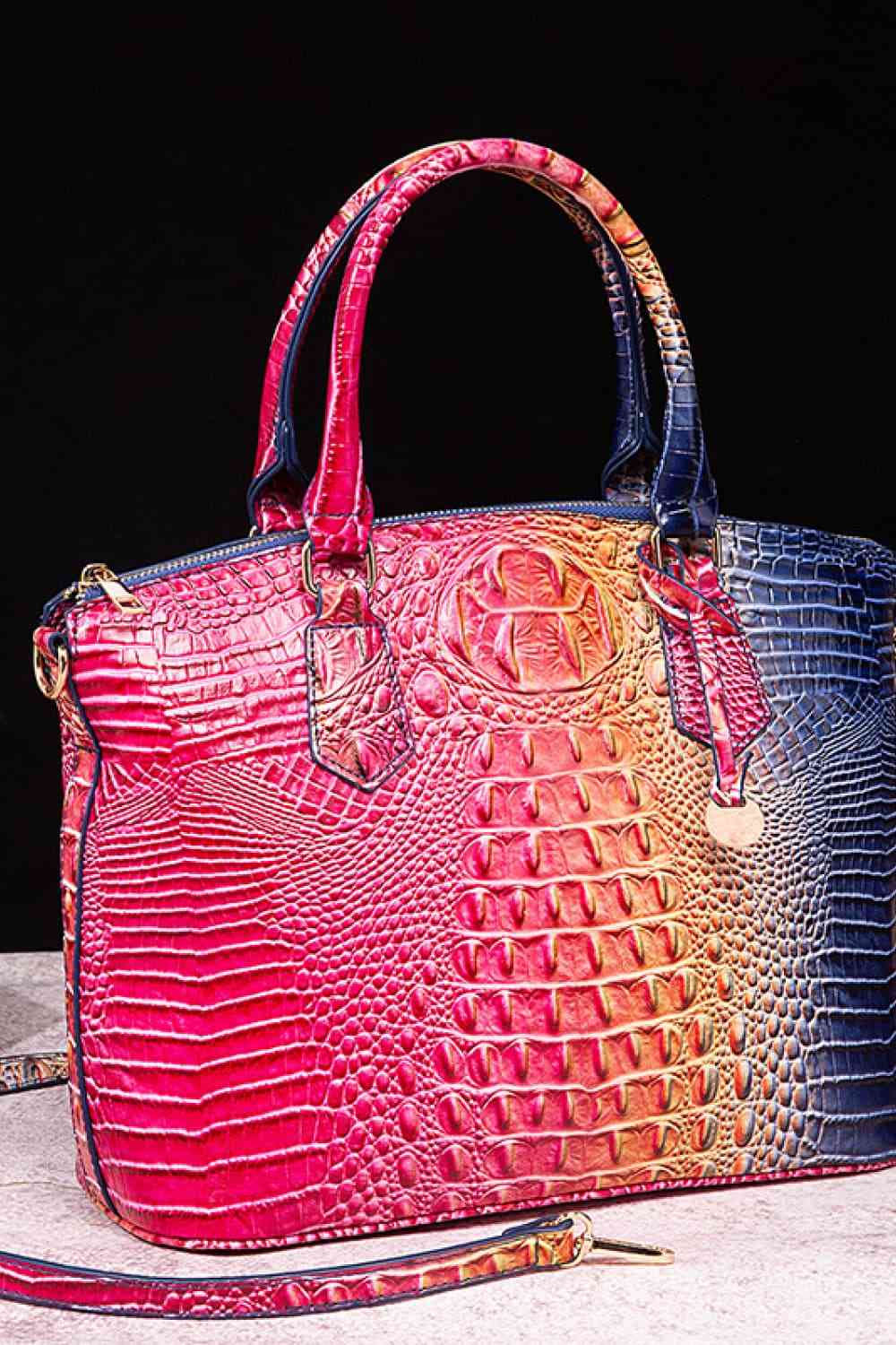 Trendsi Croc Embossed Gradient PU Leather Handbag