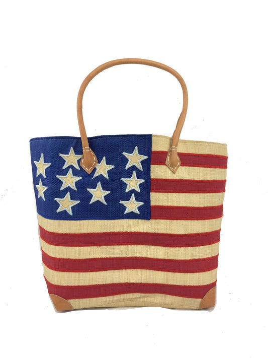 Shebobo - American Flag Straw  Basket Bag