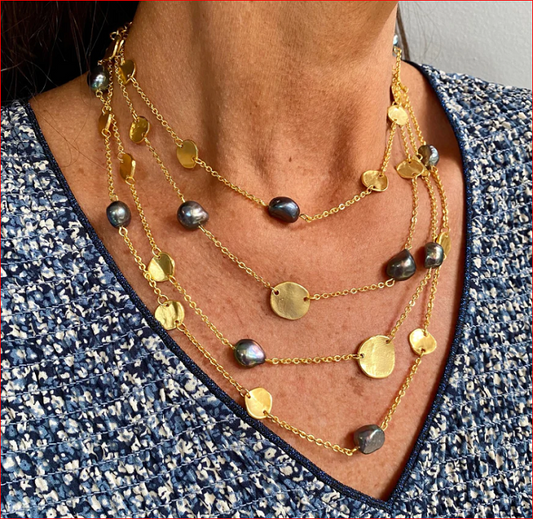 Karine Sultan Coin & Peacock Pearl Multi Strand Necklace