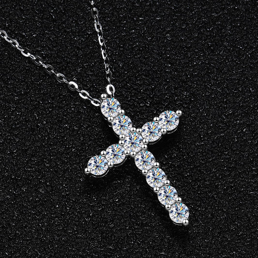 Online Special! COSYA Real Moissanite Cross Pendant Necklace For Women 925 Sterling Silver 3mm D Color Necklaces Sparkling Fine Jewelry