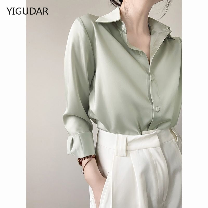 Women's Long Sleeve Solid Blouse Perfect Work or Casual