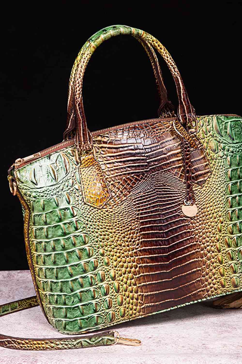 Trendsi Croc Embossed Gradient PU Leather Handbag