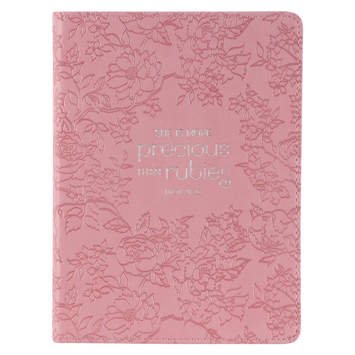 Christian Art Gifts - More Precious than Rubies Strawberry Pink Leather Journal