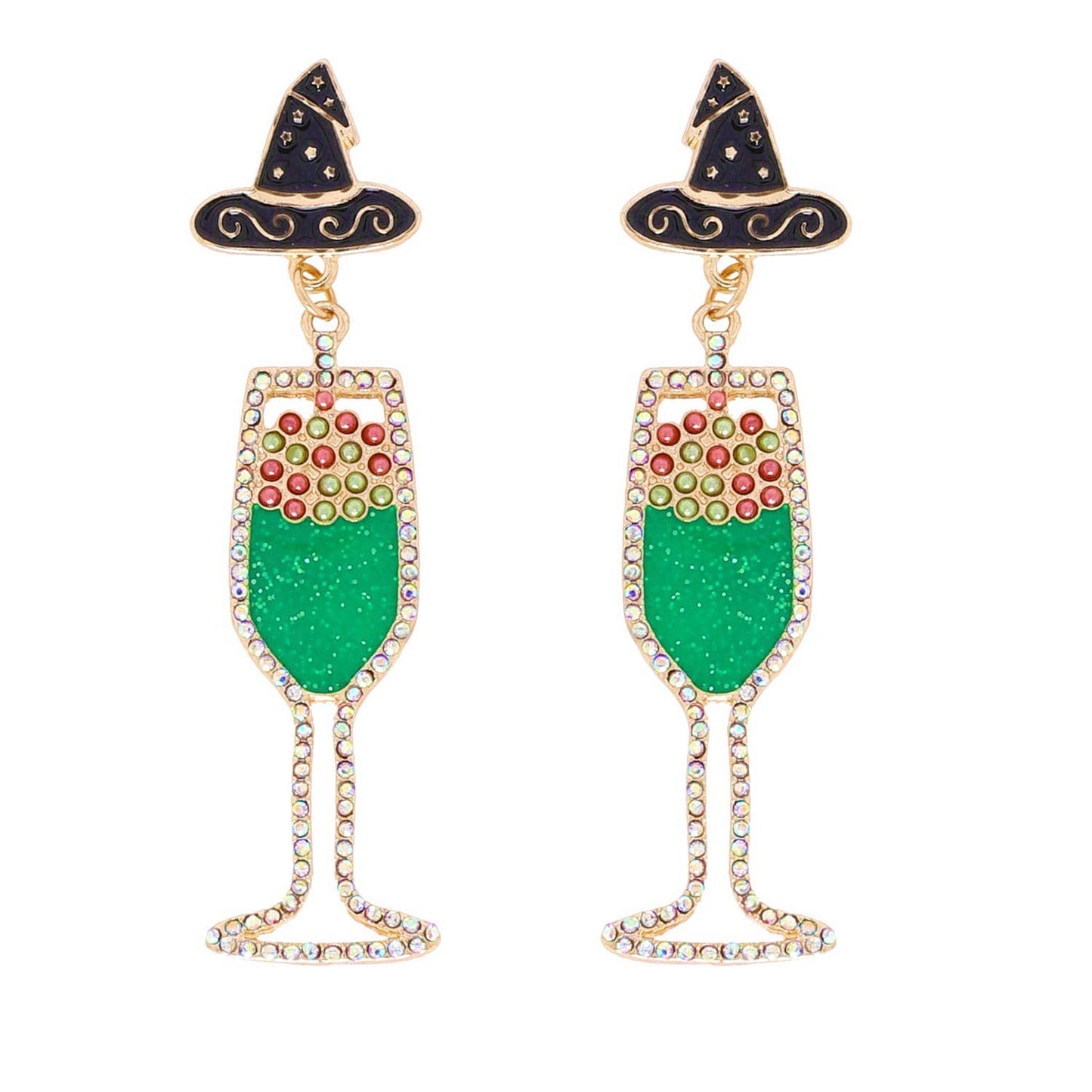 SP Sophia Collection - Crystal Halloween Cocktail Drink Earrings