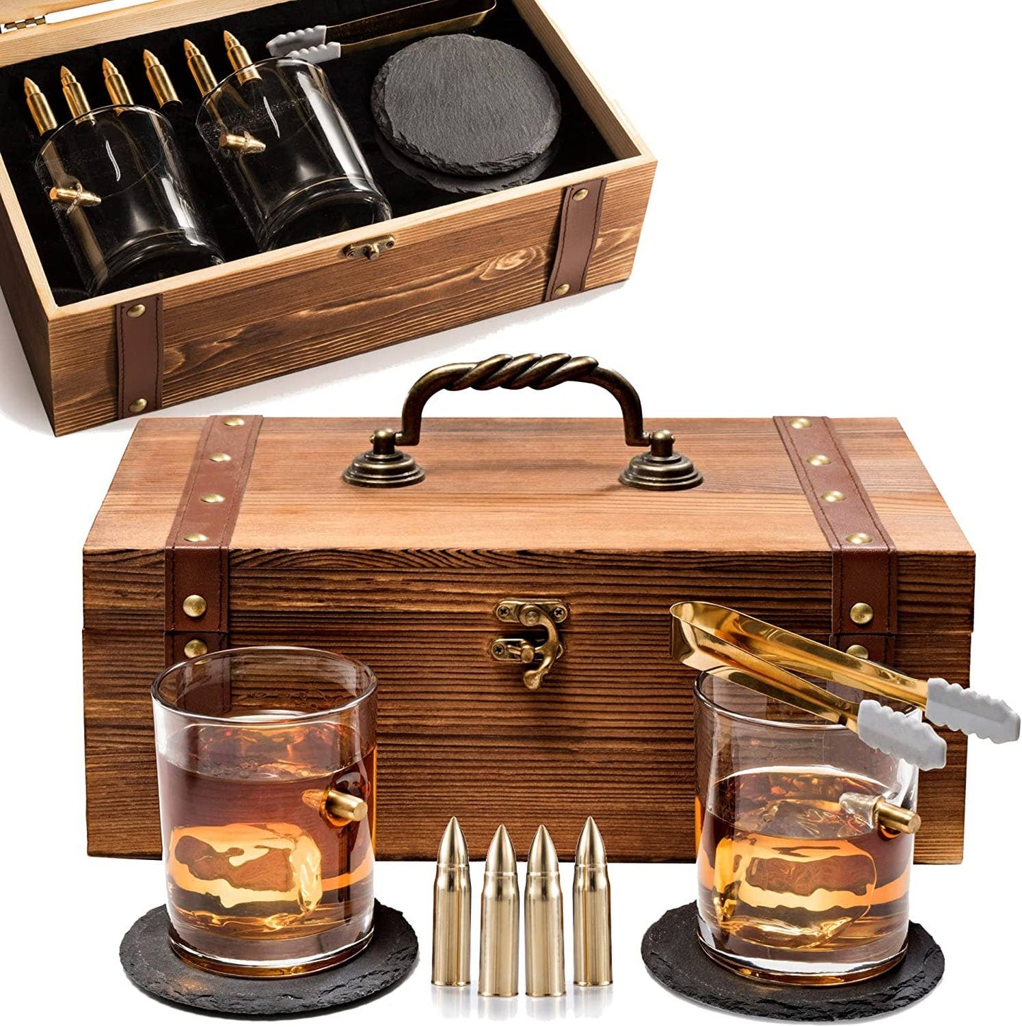 Bezrat - WhiskeyGlasses & Stones Unique 10 Piece Gift Set in Gift Box