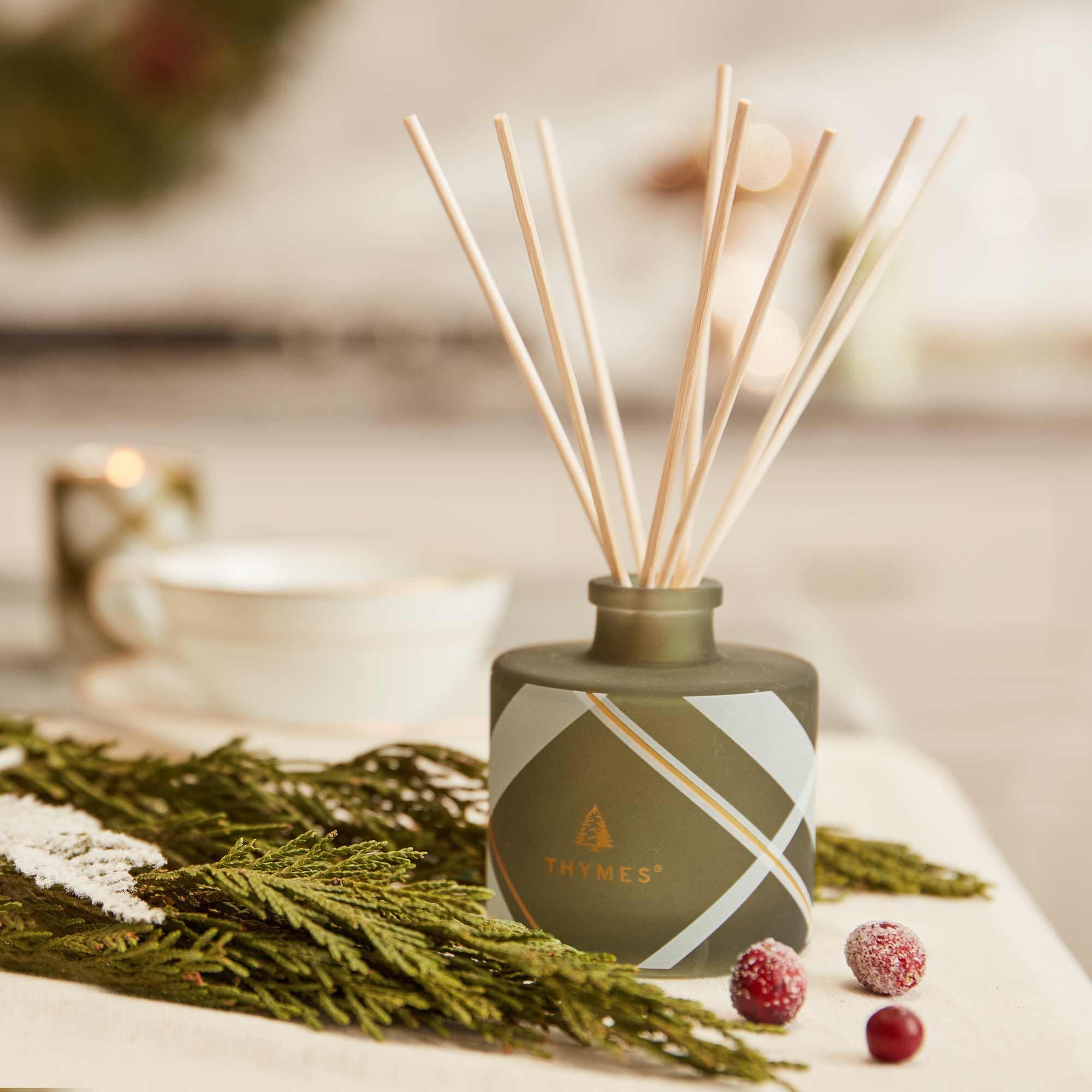 Thymes - Frasier Fir Frosted Plaid Medium Candle