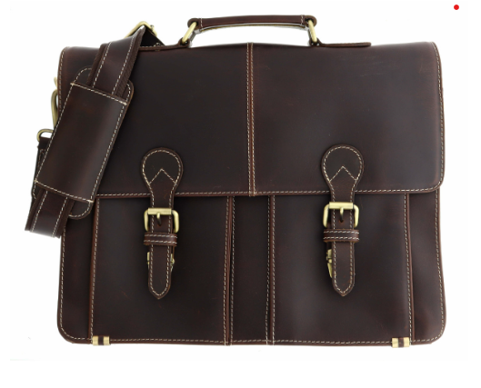 Men's All Leather Briefcase with Handle & Shoulder Strap from Jane Marie/Lincoln Luxe
